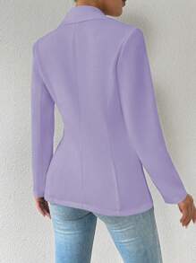 Chiquease Áo khoác vest đi làm đơn giản màu trơn - Màu tím hoa cà - Xem 2