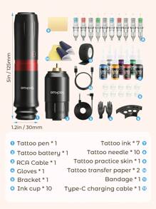 Teckwe Máquina de tatuaje multifunción para uso doméstico - Negro - Ver 8