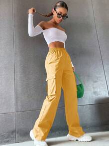 SHEIN Unity 休闲纯色直筒工装裤