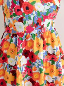 Soleia Plus Size Women Vacation Wide Strap Bow Knot Decor Waist-Cinched A-Line Mini Dress