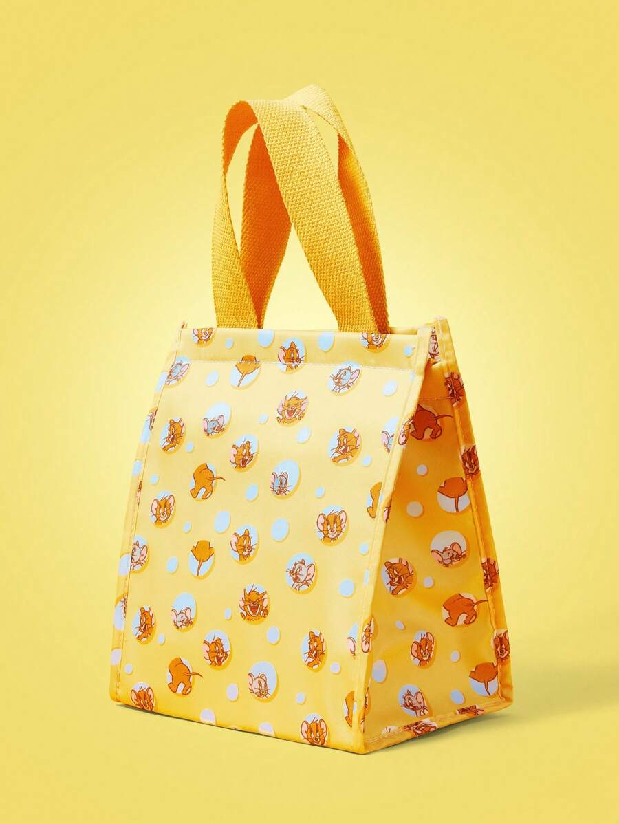 TOM & JERRY X SHEIN 黄色卡通老鼠印花时尚保温午餐袋、实用包、午餐袋、冷藏袋 - 黃色 - 查看 1