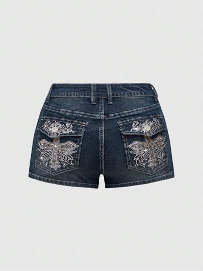 Grunge Punk Pantaloncini di jeans taglie forti da donna per concerti