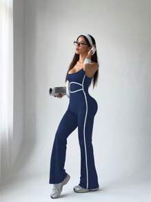 Dewbera Vrouwen vierkante hals dagelijkse fitness yoga casual romper