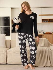 女士简约时尚睡衣套装适合夏季 - 彩色 - 查看 4