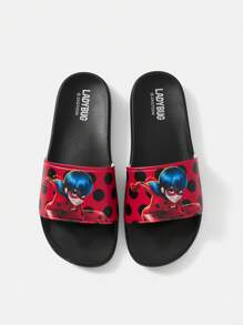 Miraculous Ladybug X SHEIN Cartoon Figure And Polka Dot Print Slippers, Lightweight For Indoor And Outdoor Wear, Spring Shoes, Spring Break Easter For Casual Beach Style