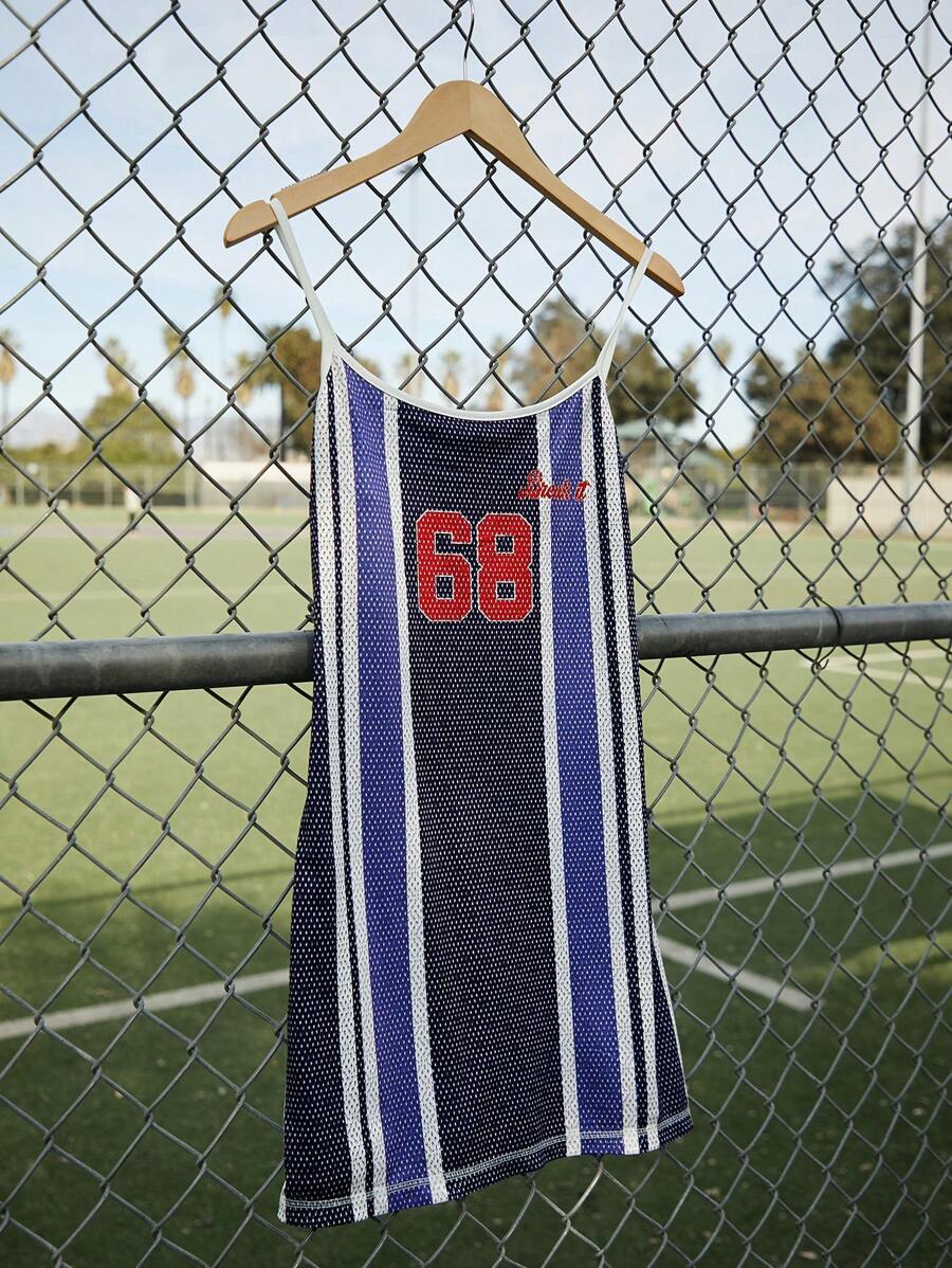 Easelle Women's Numeric Striped Casual Mini Slip Dress