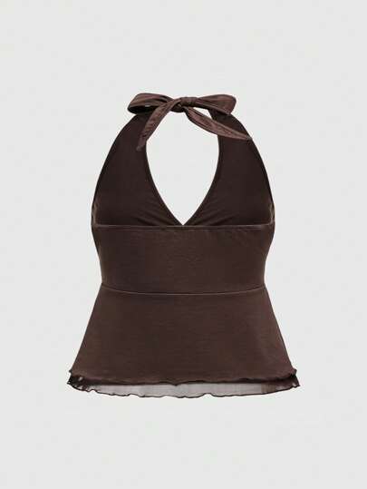 Hippie Parte superior de tirantes con bordado de tótem, dobladillo con volantes, para mujeres de talla grande
