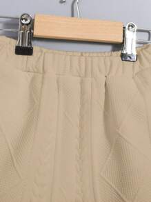 SHEIN Leap Crew 男童字母拼接細節t恤和短褲 - 卡其色 - 查看 7