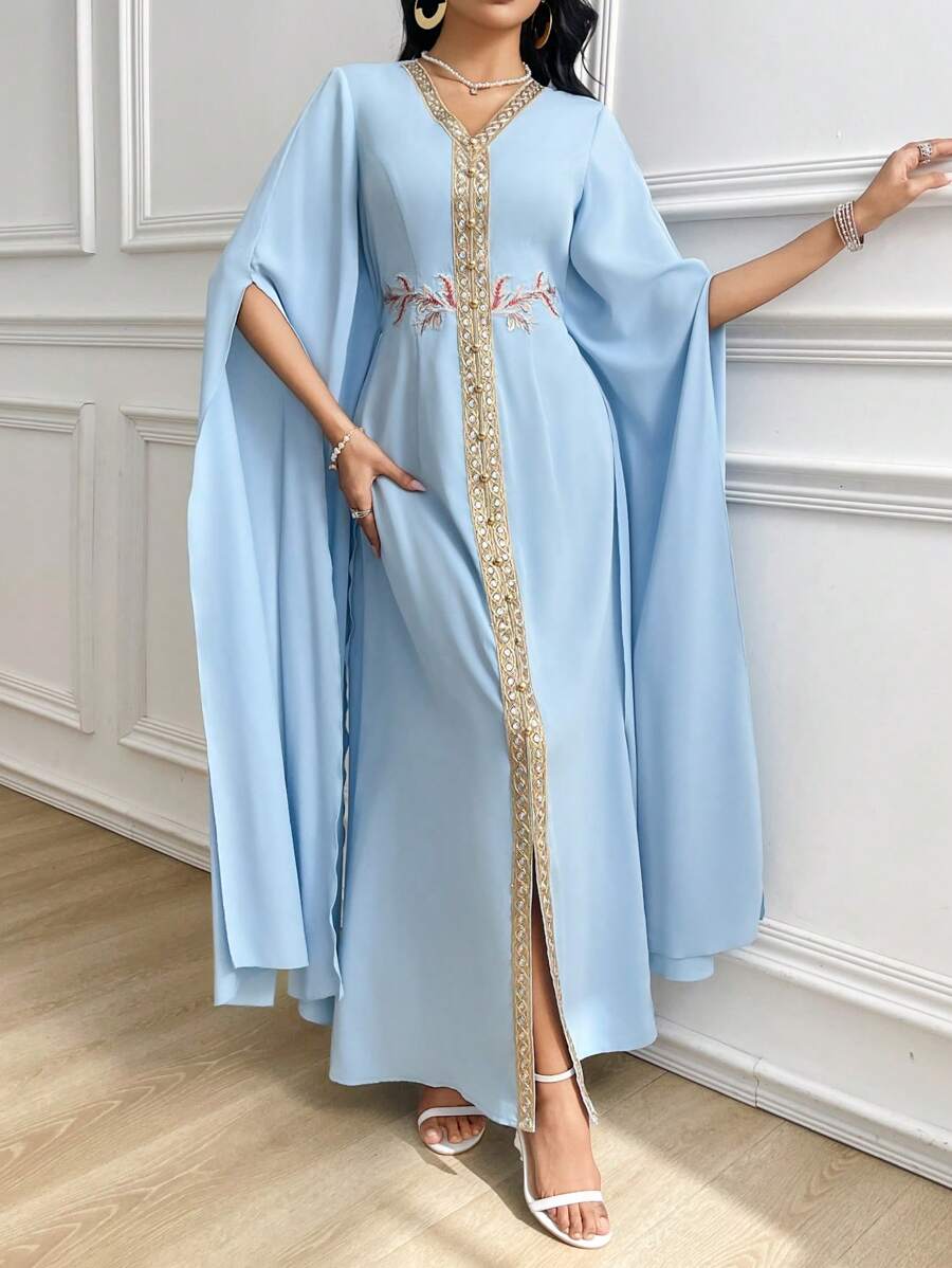 Al Najma 女士梭织边土耳其和阿拉伯长裙夏季女装领带优雅 - 綠色 - 查看 1