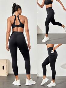 GLOWMODE 21 英寸 Powersculpt™ Goal Getter 可调节抽绳腰部提臀紧身裤带侧袋高强度健身跑步训练健身房