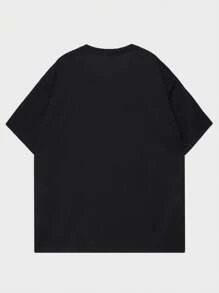 ROMWE MEN Street Life Men Cotton Slogan Butterfly Graphic Y2k T-Shirt, School - Black - View 2