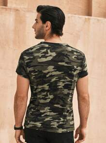 HIMLAND Men Camo Print Short Sleeve Tee, For Going Out