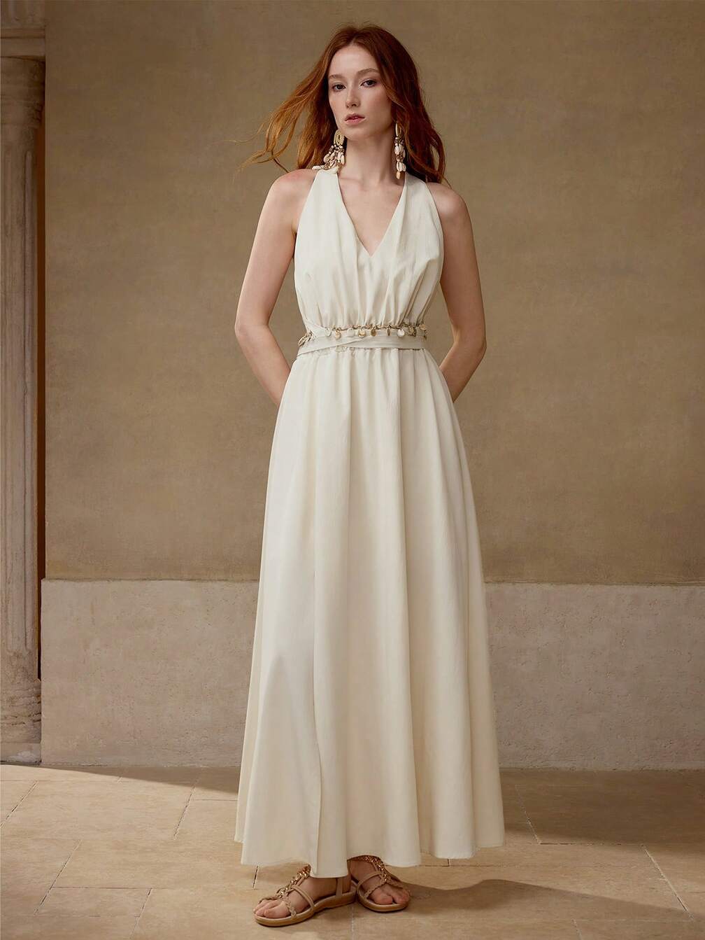 backless thigh split dress 3/piece] Tie Backless Split Thigh Maxi Dress  Capella Outlet