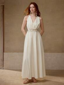 MOTF GATHERED SPLIT THIGH BACKLESS DRESS