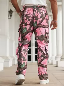 Manfinity Roghcode Men's Minimalist Digital Camo Cargo Pants, Fashionable For Summer - Pink - View 2