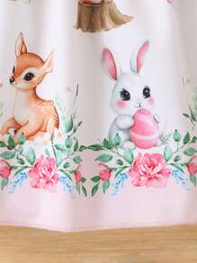 Young Girl's Animal Print Sleeveless Casual Vacation Dress - Pink - View 4