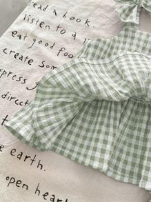 SHEIN LMoss Kids 女婴夏季可爱条纹吊带背心和松紧腰裤两件套