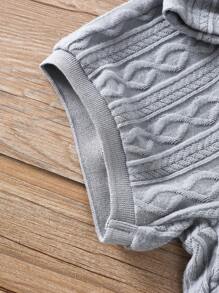 2 件装男婴休闲针织提花短袖 Polo 衫，翻领半开襟，纯色针织松紧腰短裤，夏季，6M-3T，儿童服装，幼儿服装，婴儿服装，婴幼儿服装，幼儿 Polo 衫，幼儿短裤，婴儿套装 - 灰色 - 查看 5