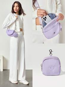 GLOWMODE 1.5L Easy Commute Water-Resistant Shoulder Strap Bag With Clippable Nano Pouch Daily Casual - Purple - View 8