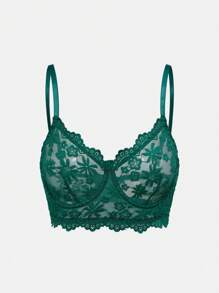 ROMWE Gothic Women's Lingerie Bra With Underwire, Top - Army Green - View 1