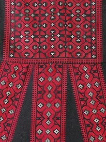 Young Girls Ramadan Modest Long Sleeve Round Neck A-Line Dress, Pattern, For Daily Casual Wear, Summer