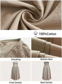 Maija Plus Women Summer Holiday Tube Top Dress - Khaki - View 7