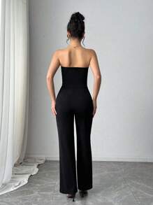 INAWLY Fashion Commuter Metal Buckle Decor Jumpsuit