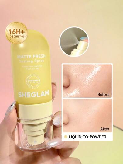 SHEGLAM Matte Fresh Setting Spray Ultra Matte Liquid-To-Powder Long Lasting Makeup Locking Spray Oil-Control Non-Greasy Makeup Setting Setting Spray Graduation Birthday Holiday Summer Fall Autumn Y2K Fancy Fashion Women Brand Makeup Cosmetic Beauty Party Beach Travel Camping Outdoors School Campus Trip Festivals Decor Gift Present Rose Girl Cosplay Best Color Charm Vibe