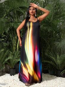 SHEIN Lady Spring And Summer Casual Beach Spaghetti Strap Ball Gown Cami Dress Plus Size Dresses Plaid Dress African Dress Beachwear Vacation Outfits Woman Beach Outfits For Woman Vacation Vacation Outfits Women Beach Vacation Outfits Beach Spring Outfits For Women Vacation Outfits Woman Beach Outfits For Woman Beach Vacation Beach Dress Wedding Guest Dress Women Business Casual Woman Prom Dress - Multicolor - View 5