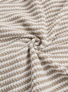 SHEIN Tall CURVE Plus Women's Summer Button-Front Sleeveless Striped Tank Top, Casual Everyday Wear,French Textured Knit Striped Top - Apricot - View 7