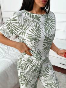 RueChic Conjunto de pijama feminino de algodão com 2 peças e detalhes florais