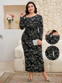 Modelyn Plus Size Simple Long Sleeve Dress, Fashionable Design For Summer