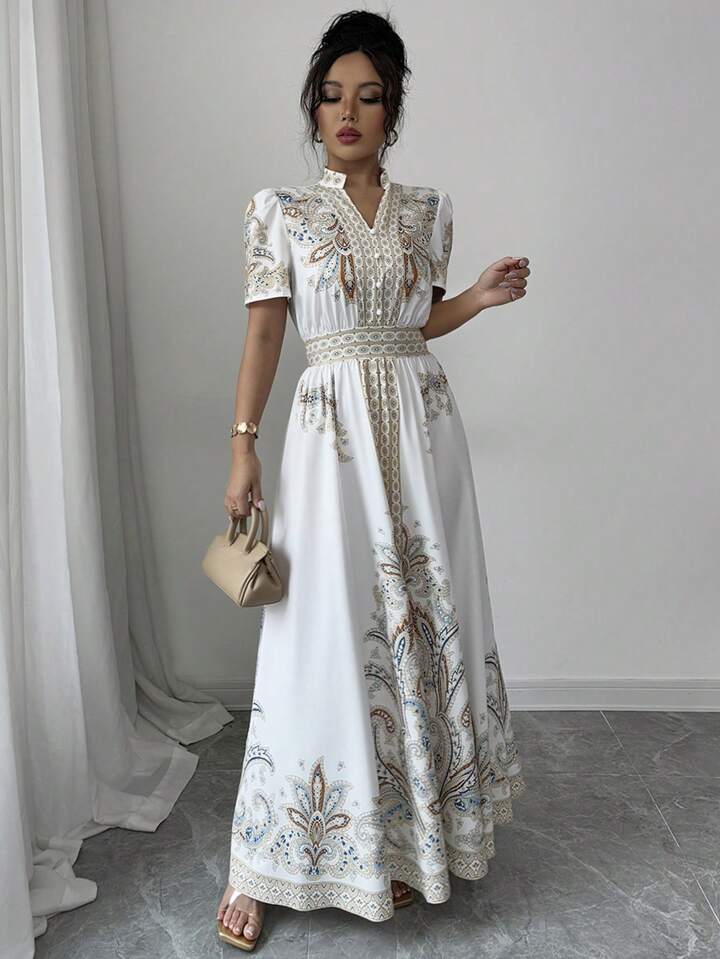 ワンピース YOUHEE FLOWER PATTERN PUFF DRESS 5BJH1545 Button Down Puff Sleeve Dress Digital PDF Sewing Pattern