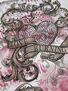 ROMWE Grunge Punk Y2K Retro Romantic Rose Flower & Heart Studded Print Cropped Camisole, For Summer Music Festival Outfits