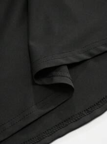 SHEIN LUNE Váy chữ A dệt kim đơn giản, sang trọng, màu trơn, thường ngày, dành cho nữ cỡ lớn - màu đen - Xem 5