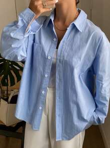 Livesso 女式春夏纯色休闲长袖衬衫，秋装