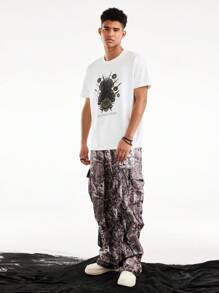 Game of Thrones X SHEIN Men's Graphic Print Round Neck Casual Short Sleeve T-Shirt - White - View 3