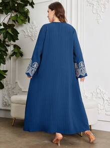 Al Najma 大码女式刺绣长裙，圆领阿拉伯风格，端庄