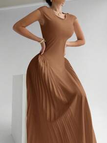 Firerie Women Pleated Bodycon A-Line Dress, Elegant