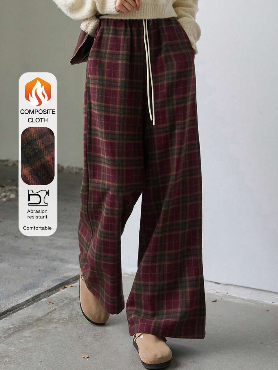 FRIFUL 女式拉绒直筒休闲裤（格纹） - 彩色 - 查看 1