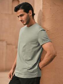 Manfinity NXTstreet Men T-Shirts Fit Crew Neck Slogan Tee Casual Simple Summer - Mint Green - View 5