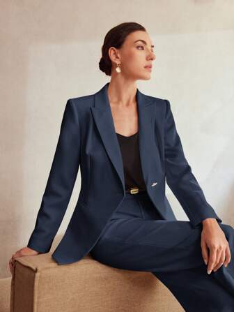 MOTF Classy Strukturierter Einknopf-Blazer