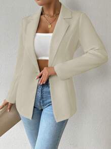 RosyDaze Women's Casual Solid Color Lapel Neck Long Sleeve Blazer