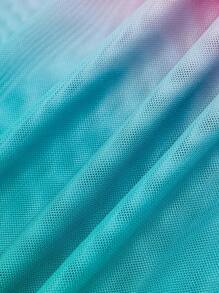 SHEIN Jednoczęściowy kostium kąpielowy w dużym rozmiarze w jednolitym kolorze z sarongiem z szyfonu z nadrukiem ombre i spódnicą