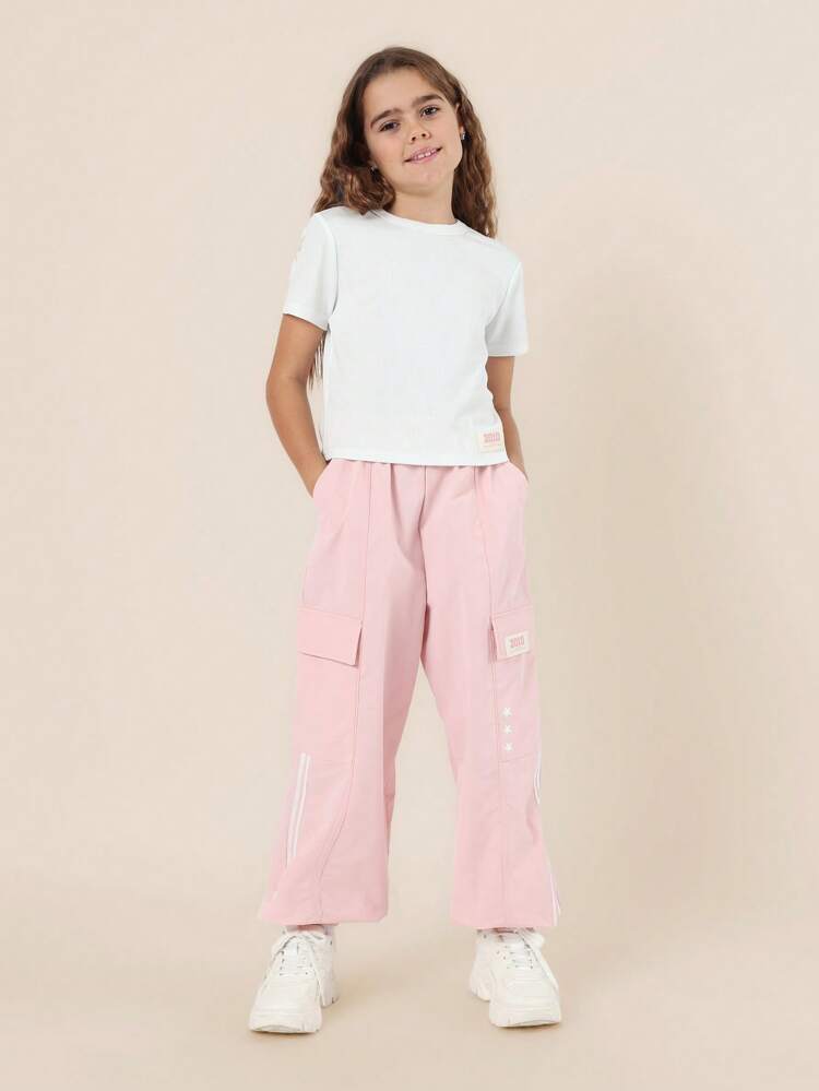 White T-Shirt And Baby Pink Cargo Pants Set
