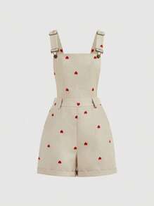 SHEIN Girlism Mono informal con estampado de corazones y flores para niñas preadolescentes