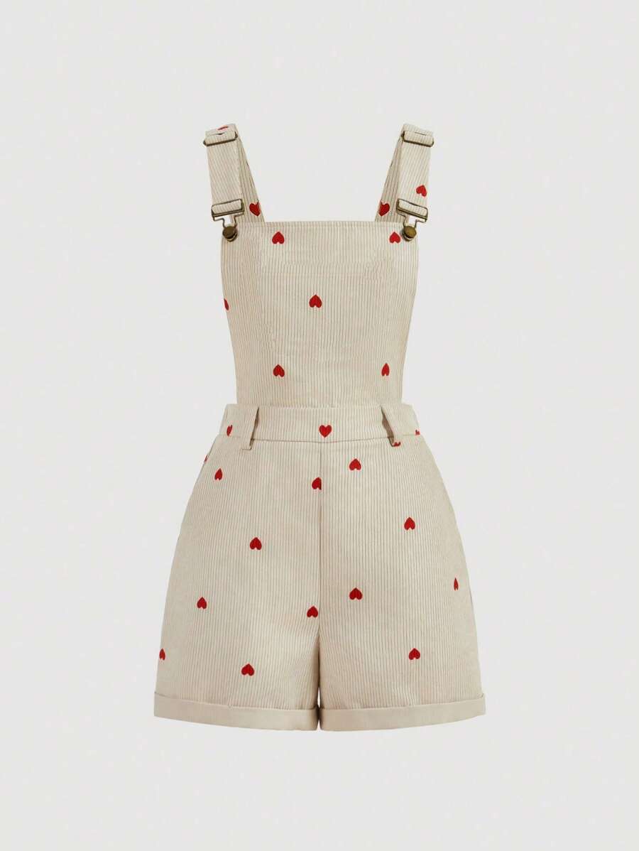 SHEIN Girlism Mono informal con estampado de corazones y flores para niñas preadolescentes