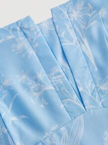 SHEIN MOD Đầm Maxi Cổ Tròn In Hoa Cổ Tròn Màu Xanh Nhạt Cỡ Lớn Cho Nữ - Màu xanh nhạt - Xem 3