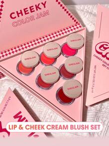 SHEGLAM Cheeky Color Jam Set 6 In 1 Multifunctionele CrèMe Blush Set Lip Cream Set Matte Hoog Gepigmenteerde Natuurlijke Blush Poeder Gezichtsmake-Up Kerstmis Nieuwjaarscadeau Blush Kit Afstuderen Verjaardag Vakantie Zomer Herfst Y2K Chique Mode Vrouwen Make-Up Cosmetica Feest Strand Reizen Kamperen Buiten School Campus Uitstapje Festivals Decoratie Cadeau Geschenk Roos Meisje Cosplay Beste Kleur Charme Sfeer