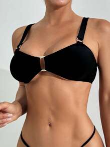 Slaydiva 1pc Solid Color Sexy & Fashionable Women's Summer Swimwear Top